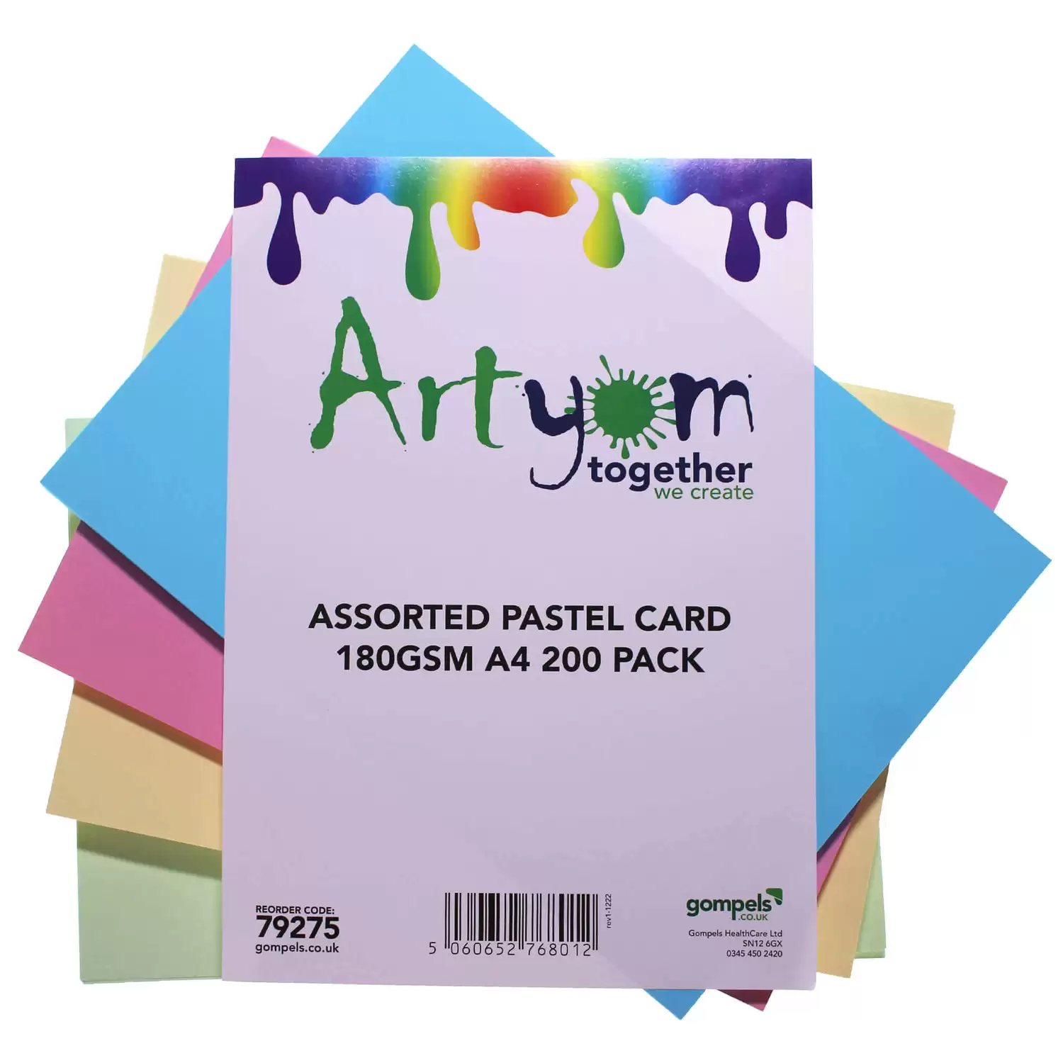 Artyom Pastel Card A4 Assorted 180gsm 200 Pack Gompels Care