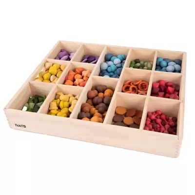 Rainbow Wooden Treasures Super Set With 14 Part Sorting Tray