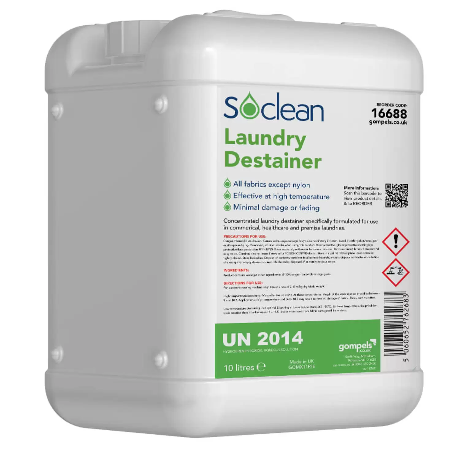 Soclean Laundry Destainer 10l - Gompels - Care & Nursery Supply Specialists