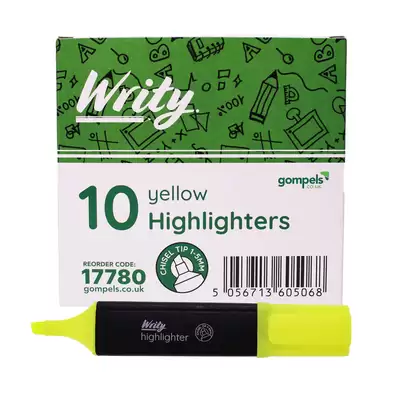 Writy Highlighters Yellow 10 Pack