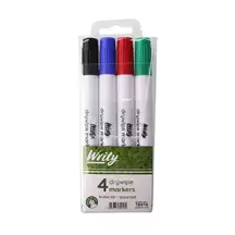 Writy Drywipe Markers Assorted Bullet Tip 4 Pack