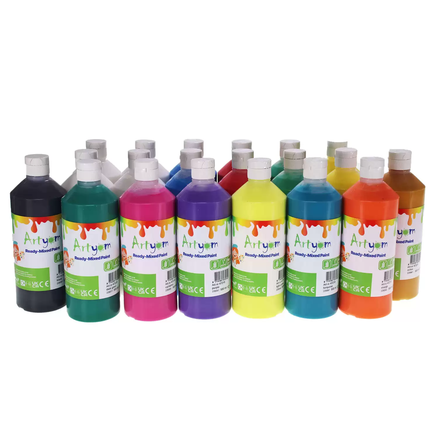 Artyom Assorted Ready Mixed Poster Paint 500ml 20 Pack - Gompels - Care ...