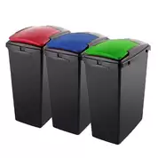 Addis Recycling Bins 40 Litre With Assorted Lids 3 Pack