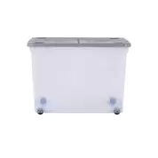 Wham Storage Box With Wheels and Folding Lid 80l Clear/Grey 3 Pack