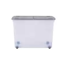 Wham Storage Box With Wheels and Folding Lid 80l Clear/Grey 3 Pack