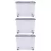 Wham Storage Box With Wheels and Folding Lid 80l Clear/Grey 3 Pack