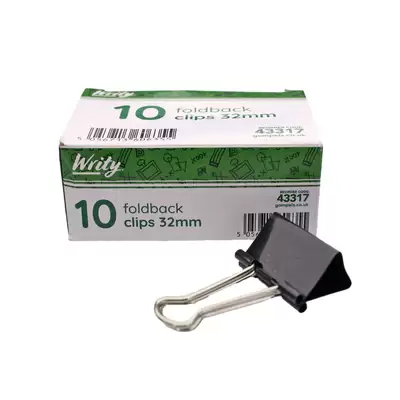 Writy Foldback Clips 10 Pack - Size: 32mm