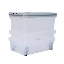 Wham Storage Box With Wheels and Folding Lid Multi Size Clear/Grey 3 Pack