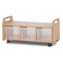 Mobile Low Level Unit With 3 Clear Tubs