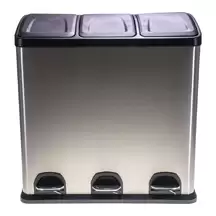 Soclean Triple Recycling Bin Stainless Steel 60l