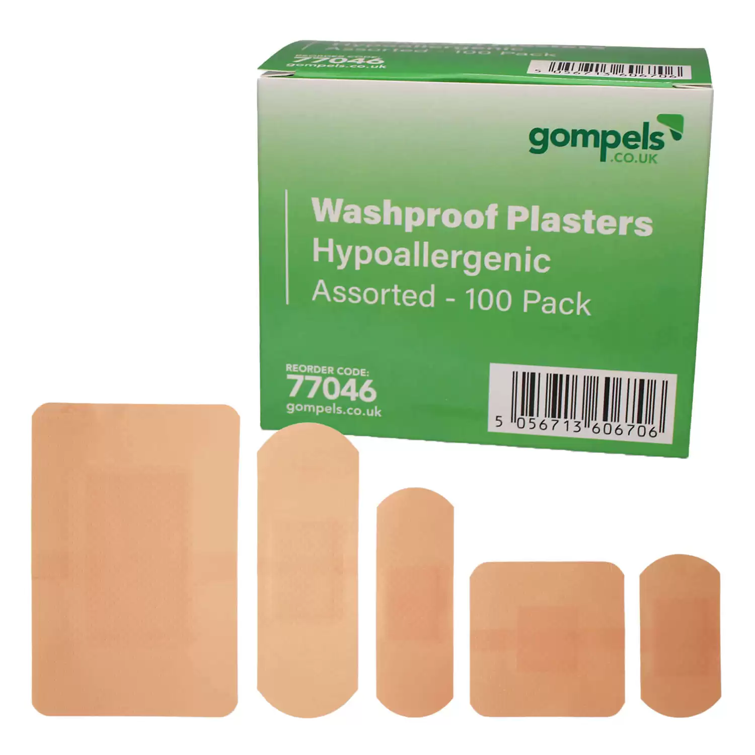 Hypoallergenic Wash Proof Plasters Assorted 100 Pack - Gompels | Care ...