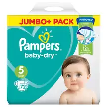 Pampers Baby-Dry Nappies Size 5 Junior 72 Pack