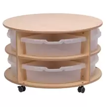 Low Level Circular Storage Unit With 8 Clear Tubs