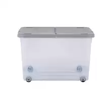 Wham Storage Box With Wheels and Folding Lid Clear/Grey 5 Pack